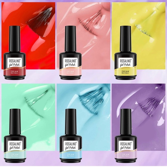 Gel Nail Polish Set 15ML 6 Pastel Colors Soak Off Nail Art Designs - Picture 4 of 10